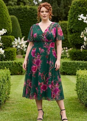 Victoria Green Pink Angel Sleeve Mesh Long Midi Dress, Scarlett & Jo
