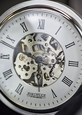 Jean Pierre Solid Sterling Silver Half Hunter Skeleton Pocket Watch, 1307