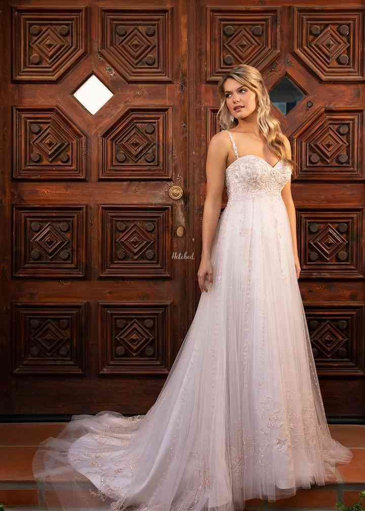 High Neck Beach Wedding Dresses With Long Sleeve Lace Chiffon Empire Waist  Country Bohemian Pregnant Bridal Wedding Gown CG01177C From Angelao,  $145.73 | DHgate.Com