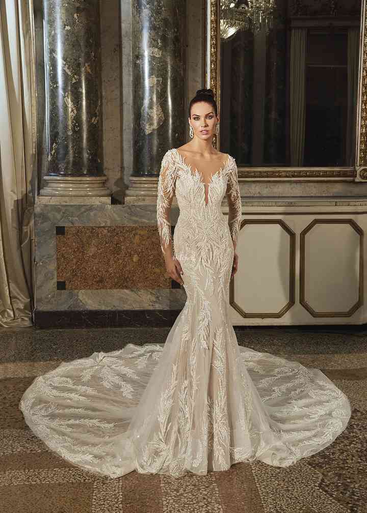 Demetrios long sleeve top wedding dress