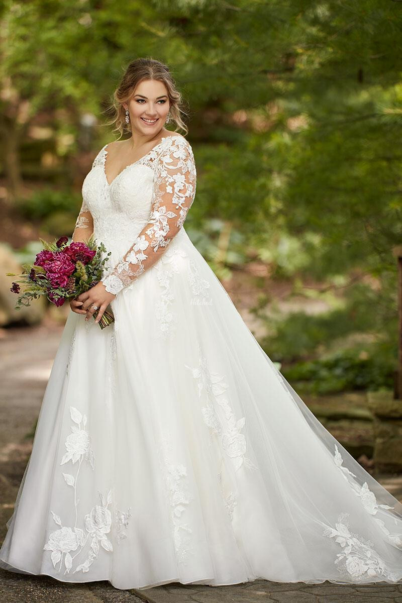 Plus size wedding dress with long sleeves