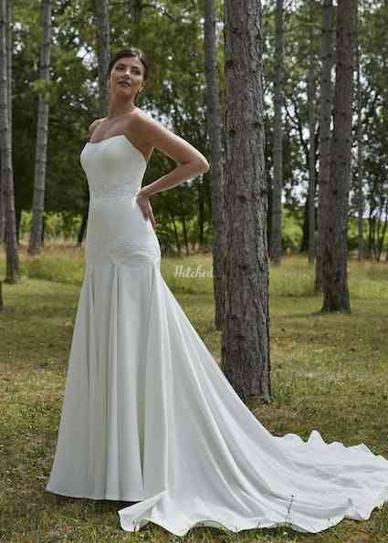 Strapless Satin Wedding Dresses A-Line Bridal Dresses W0031 – vigocouture