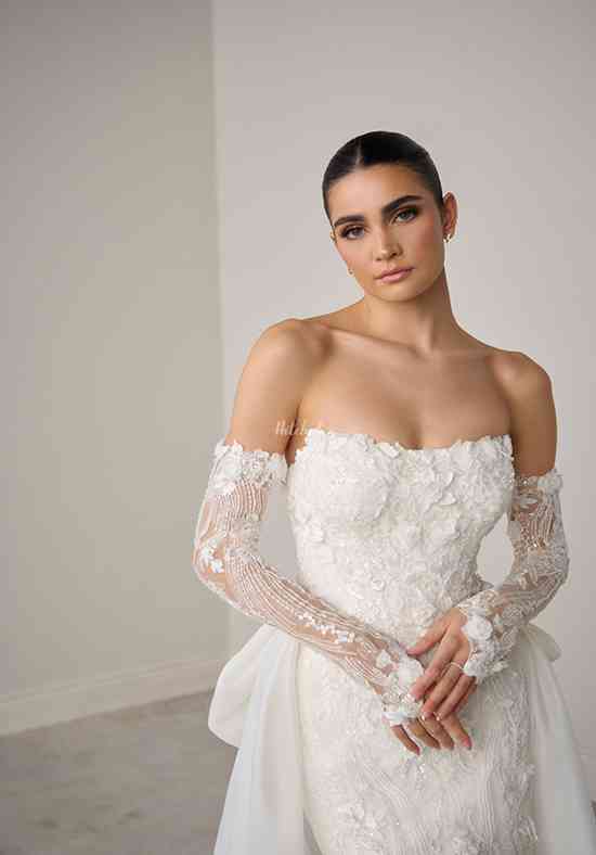 strapless open back dress Organza wedding dress | Wedding dress detached sleeves
