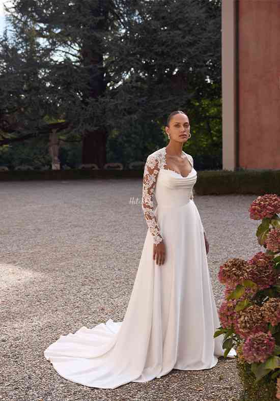 long white open back dress Open back long sleeve gown main image 0