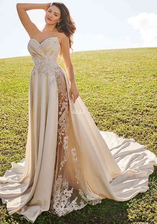 Ivory Satin V-neck Mermaid Destination Wedding Dress - Xdressy