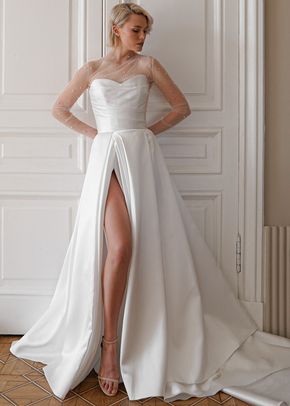 Mikado Wedding Dress Chloe with Front Slit, Olivia Bottega