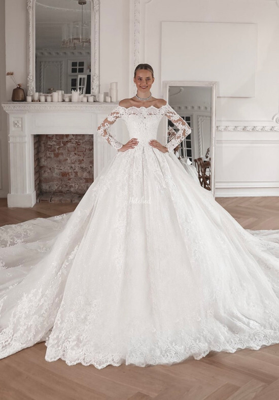 Off-the-Shoulder Lace Ball Gown Nuria Wedding Dress from Olivia Bottega ...