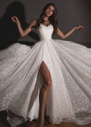 Shiny Wedding Dress Bree with a High Front Slit, 1312