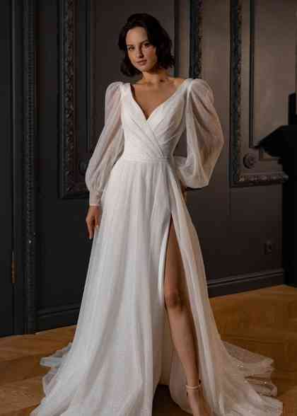 Royal Lace Off-The-Shoulder Sparkly Wedding Dress Meryem Wedding Dress from  Olivia Bottega 