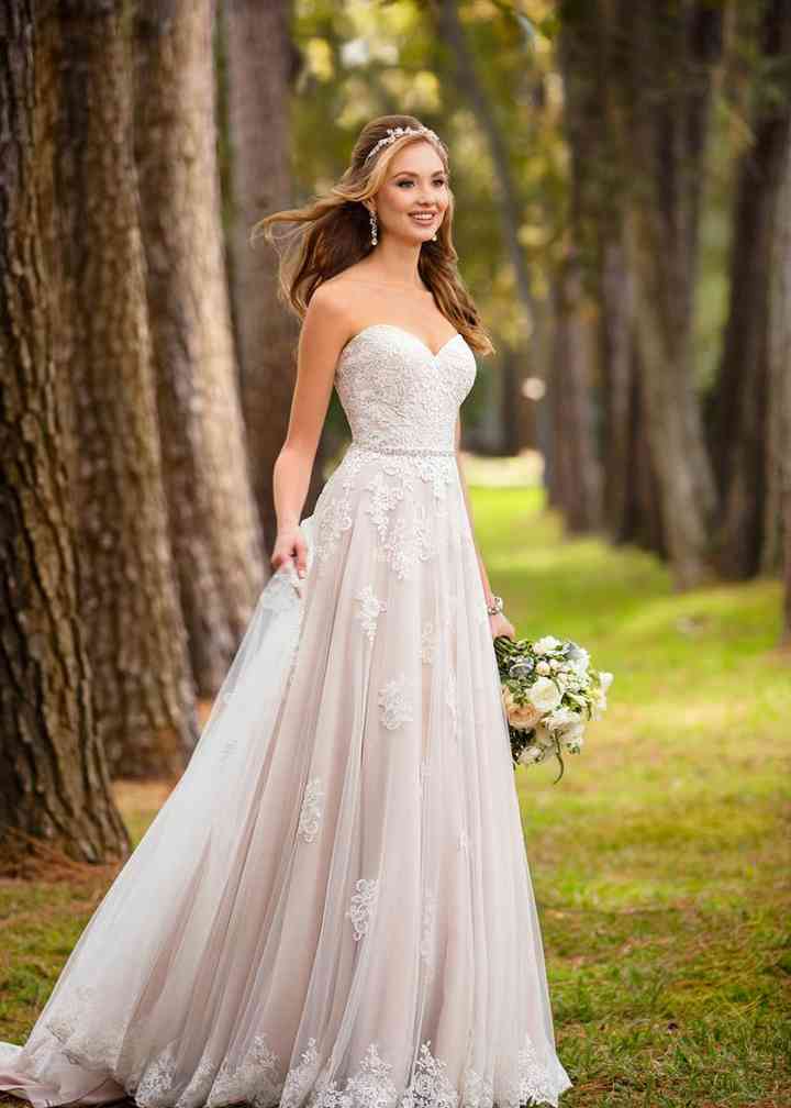 strapless blush bridesmaid dress