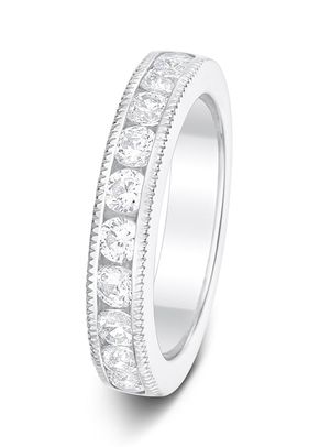4mm 1.0ct Milgrain Edge Round Brilliant Diamond Wedding Ring, 1095