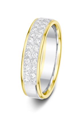 5mm 0.41ct Two-Tone Double Row Diamond Wedding Ring, 1095