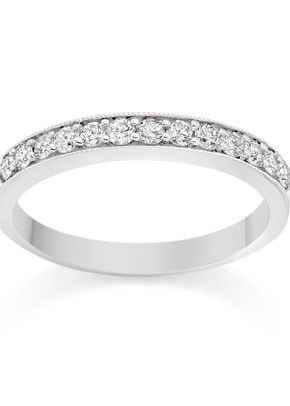 Milgrain Pave Set Diamond Wedding Ring in 18k White Gold, 1093