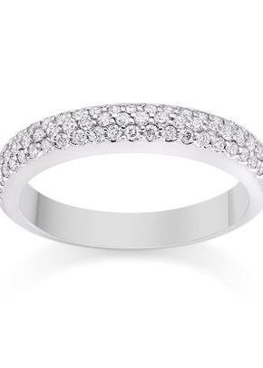 Pave Set Diamond Wedding Ring in 18k White Gold, 1093