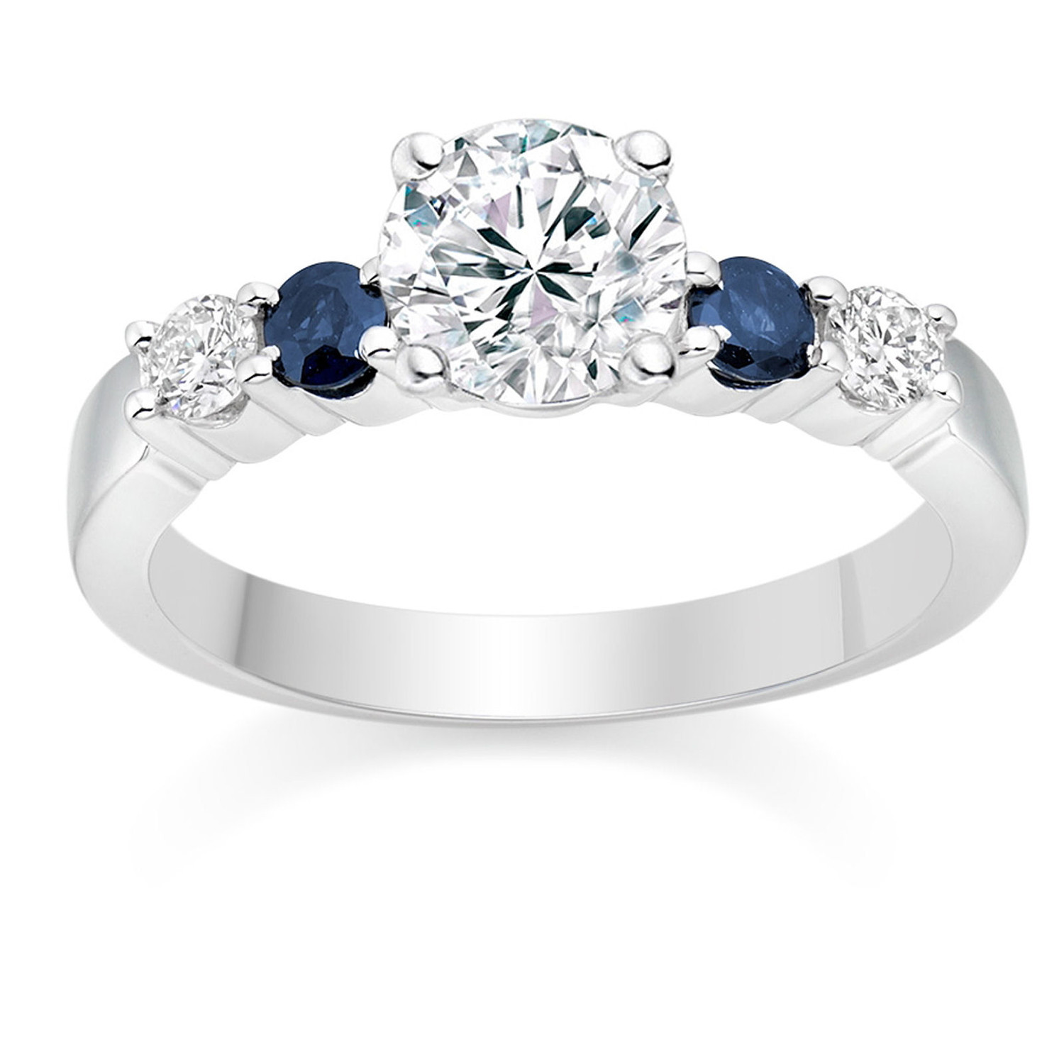 Round Cut 0.63 Carat Colour Side Stones Engagement Ring in