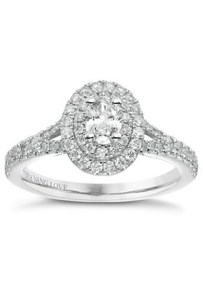 Vera Wang 18ct White Gold 0.75ct Total Diamond Halo Ring, 1303