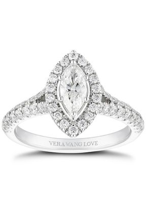 Vera Wang 18ct White Gold 0.95ct Total Marquise Diamond Halo Ring, 1303