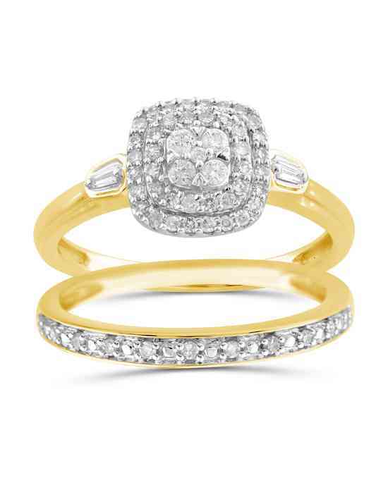 Perfect Fit 9ct Yellow Gold 0.33ct Total Diamond Bridal Set