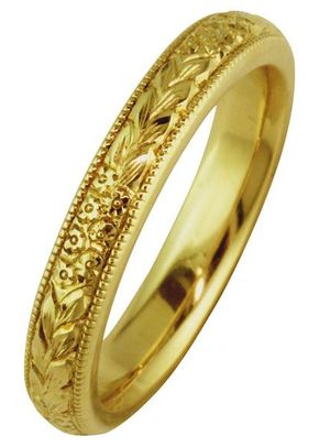 'Forget-Me-Not' Flower Engraved Wedding Ring, 1245