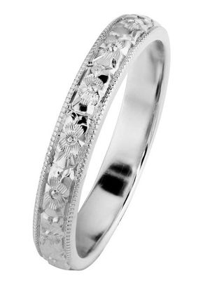 Orange Blossom Engraved Wedding Ring in Platinum, 1245