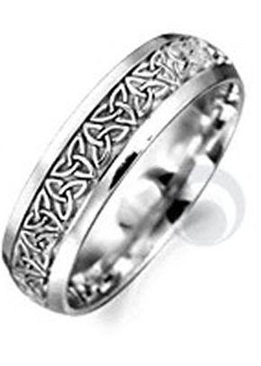 Celtic Patterned Platinum Wedding Ring, 1103