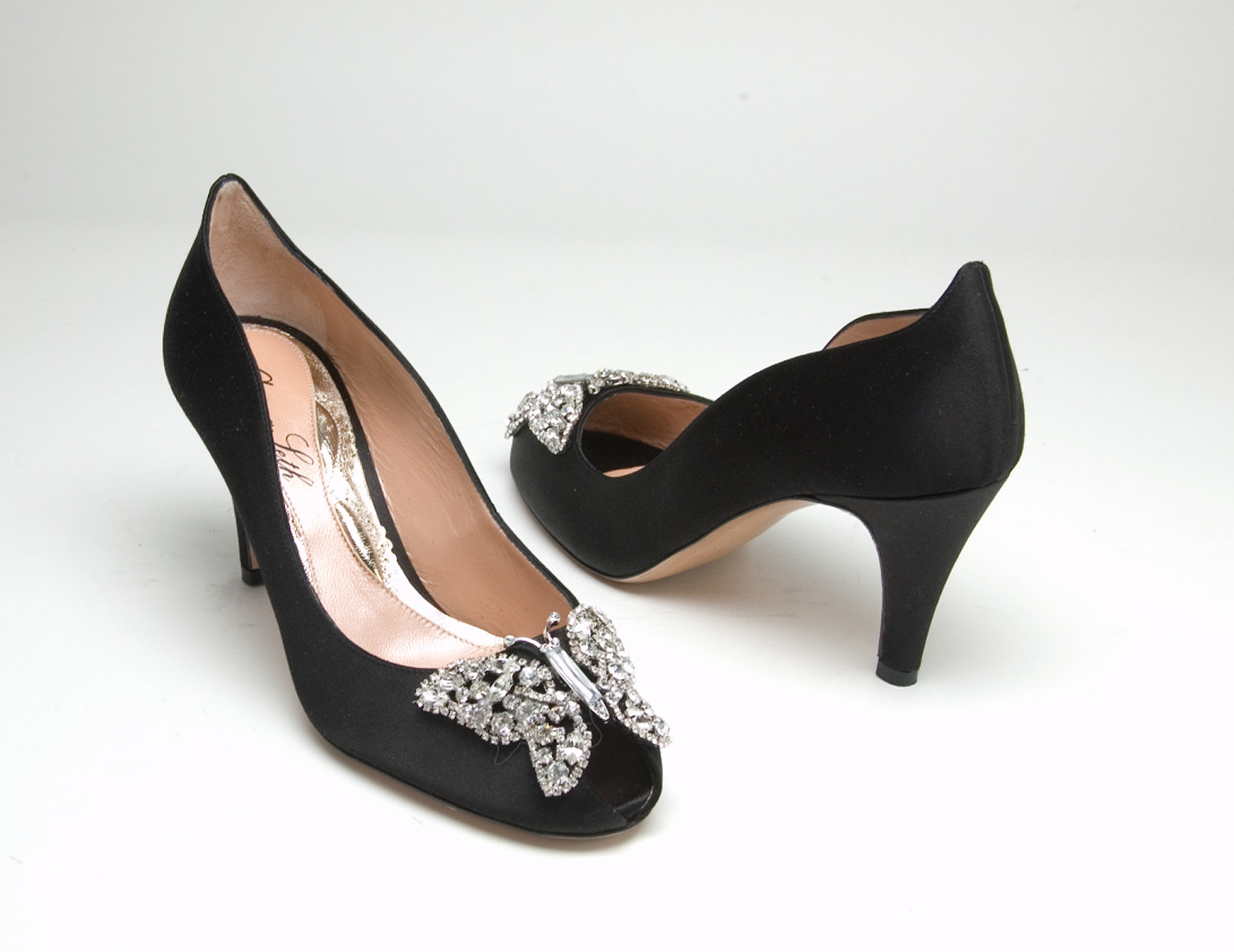 AS151 Farfalla Kitten Heel Black Wedding Shoes from Aruna Seth