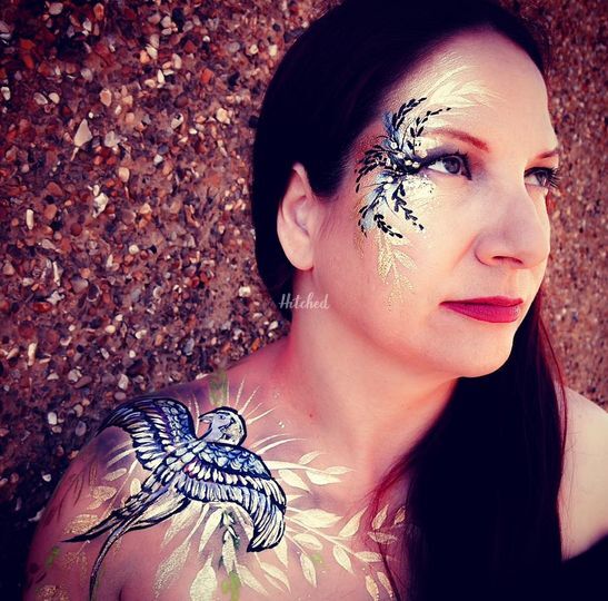 Tropical Bird Face & Body Art + Henna