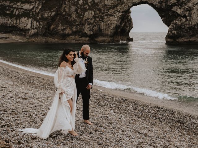 Nav and Zee&apos;s Wedding in Lulworth Cove, Dorset 62