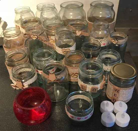 40 decorated glass jars for sale ? Notts/Derby collection