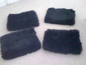4 (brand new) black faux fur hand muffs