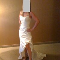 Ivory satin asymmetrical wedding dress - size 8