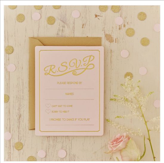 Pink & gold glitter wedding bits for sale; bunting, cake topper, invitations, place cards etc