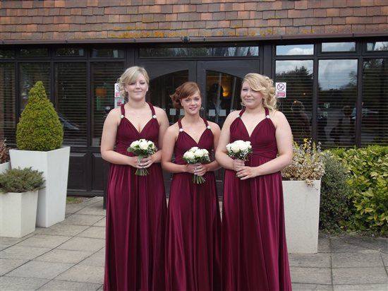 4 rich burgandy twist and wrap bridesmaid dresses for sale ***pictures*** UPDATED!!