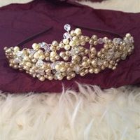 ***REDUCED*** Elen Hendersen Tiara (pearl and crystal) and Benjamin Adams shoes (size 6)