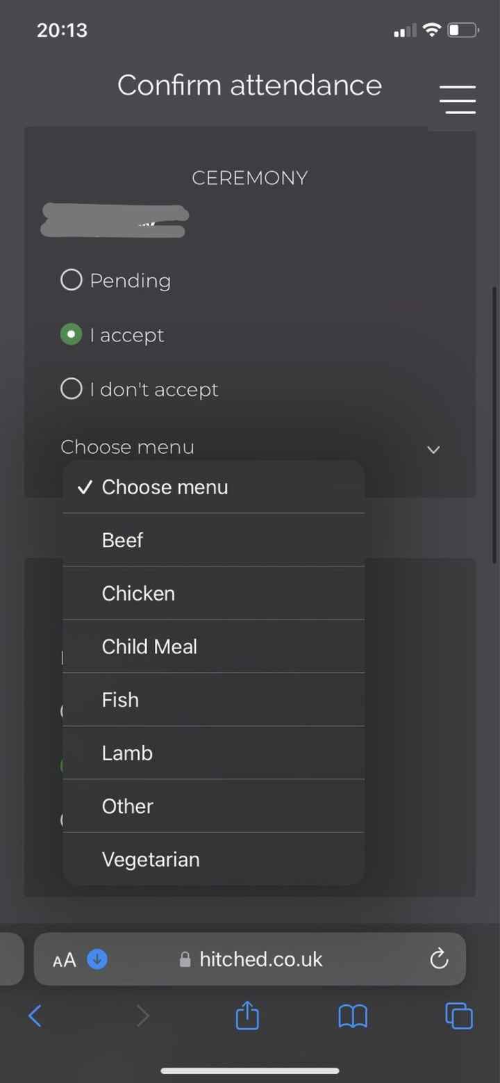 Change food options on website - 1
