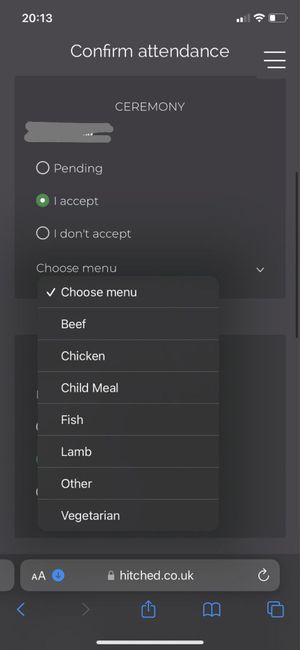 Change food options on website - 1