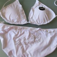 White & Diamante "Just Married" Bikini 14 top 16 bottoms Never worn