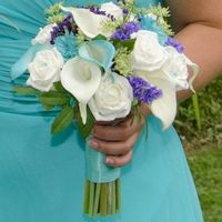 Beautiful silk flowers (turquoise, purple and cream) for sale