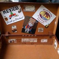 Our slippers & suitcase decorated *flashy*