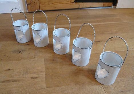 white heart metal candle holders for sale