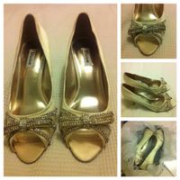Brand new Dune wedding shoes kitten heel with diamond bow UK 7 