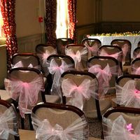 Cylinder Vases, Hurricane Vases, Pink Chair Bows, Unopened Organza Rolls, Candelabras - Candle Holde