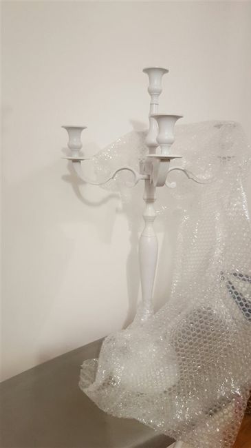 Tall White Candelabras x 14 For Sale