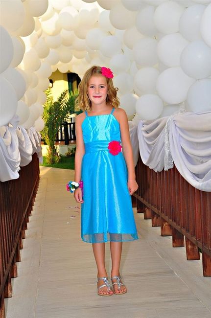 Turquoise / Aqua custom-made bridesmaid dresses for sale x2 (girls)