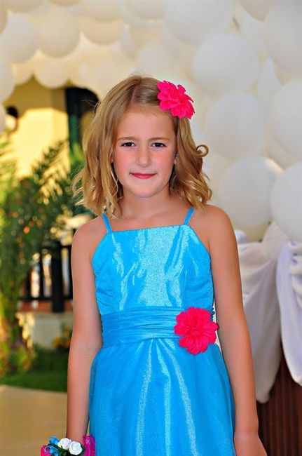 Turquoise / Aqua custom-made bridesmaid dresses for sale x2 (girls)