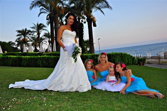Turquoise / Aqua custom-made bridesmaid dresses for sale x2 (girls)
