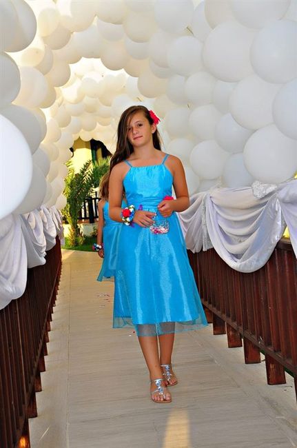 Turquoise / Aqua custom-made bridesmaid dresses for sale x2 (girls)