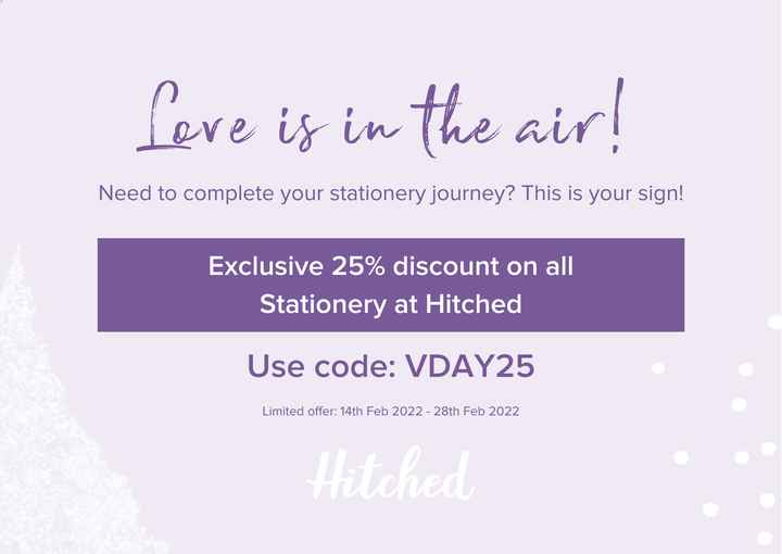 Exclusive 25% Discount on Hitched Stationery- From Us to You! - 1
