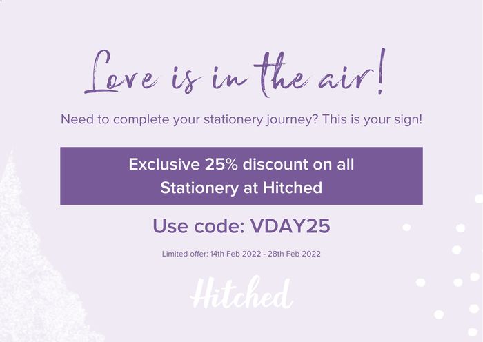 Only 4 days left to get your 25% Hitched Stationery Discount - 1