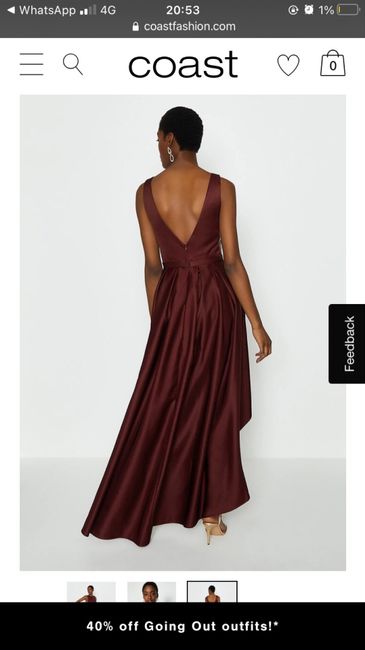 6 Coast bridesmaid dresses, satin dip-hem midi, merlot - 2